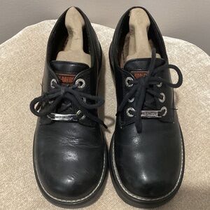 Harley-Davidson Black Leather Lace-Up Shoes – Women’s 7M – Classic Moto Style